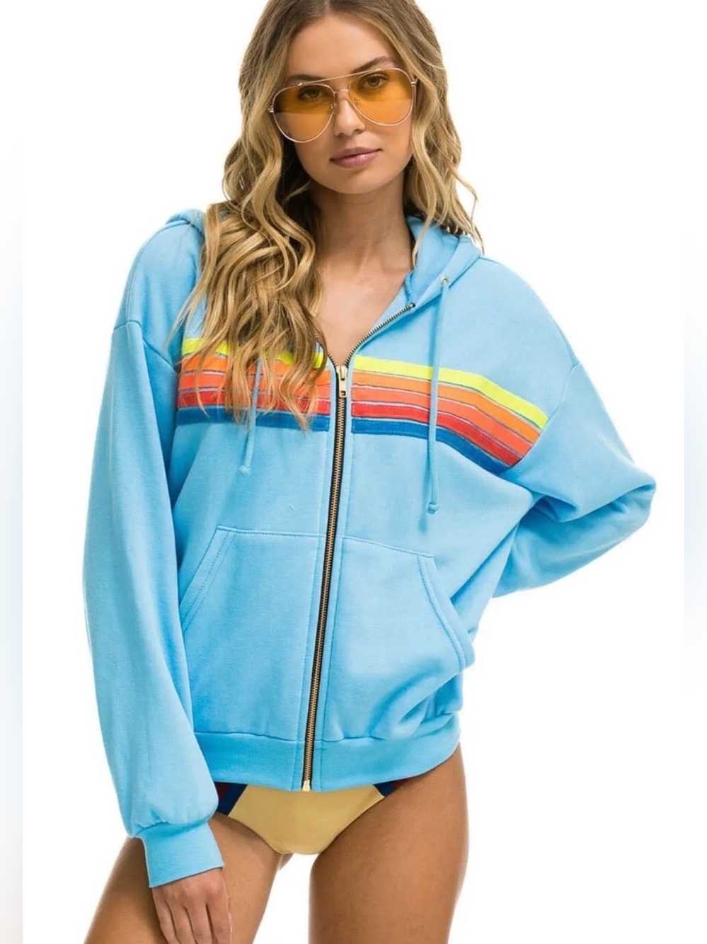 Aviator Nation 5 Stripe Zip Up Hoodie - Picture 7 of 10